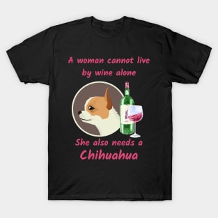 Funny Chihuahua and Wine T-Shirt